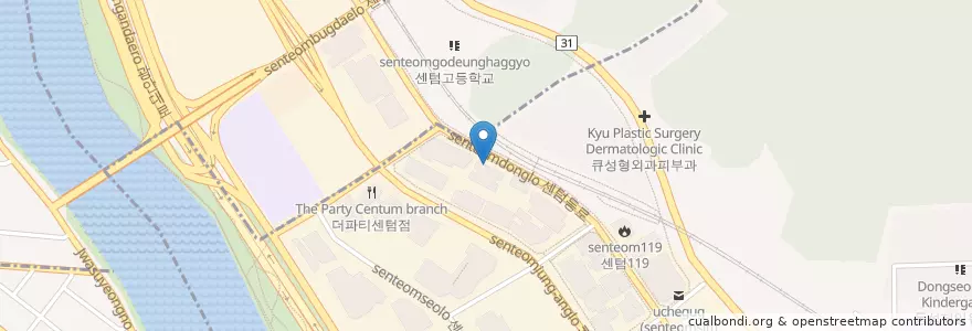 Mapa de ubicacion de Byucksan en Coreia Do Sul, Busan, 해운대구, 우동.