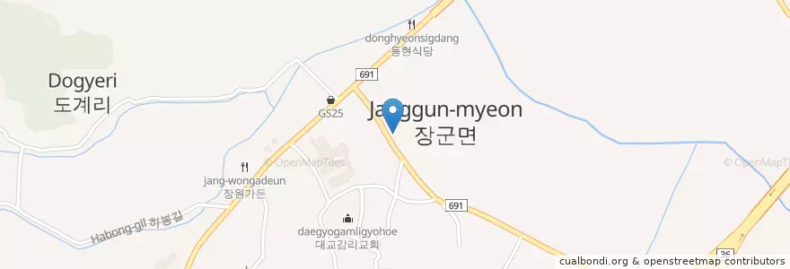 Mapa de ubicacion de 도계새마을회관 en 韩国/南韓, 世宗特别自治市, 장군면.