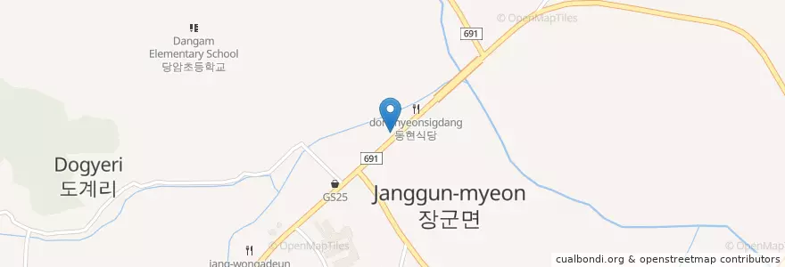 Mapa de ubicacion de 세종활어회어판장 en كوريا الجنوبية, 세종, 장군면.