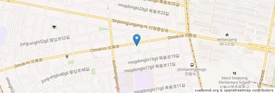 Mapa de ubicacion de 목동청솔학원 en Corée Du Sud, Séoul, 양천구, 신정4동.