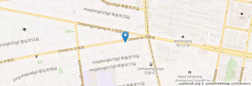 Mapa de ubicacion de 양미혜산부인과 en Corée Du Sud, Séoul, 양천구, 신정4동.