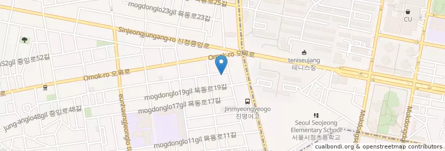 Mapa de ubicacion de 베베궁 놀이학교 목동원 en Corée Du Sud, Séoul, 양천구, 신정4동.