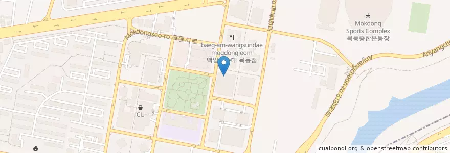 Mapa de ubicacion de 우리은행 목동지점 en Südkorea, Seoul, 양천구, 목1동.
