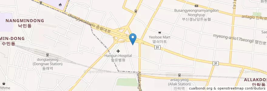 Mapa de ubicacion de 미래병원 en Corea Del Sud, Busan, 동래구, 안락동.