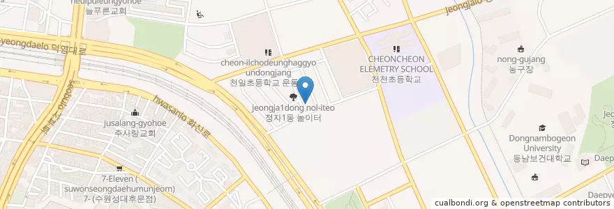 Mapa de ubicacion de 동촌 샤브샤브 칼국수 en Corea Del Sud, Gyeonggi, 수원시, 장안구.