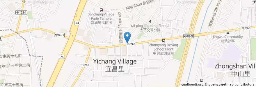 Mapa de ubicacion de 九屋日式小吃 en Taiwán, Taichung, 太平區.