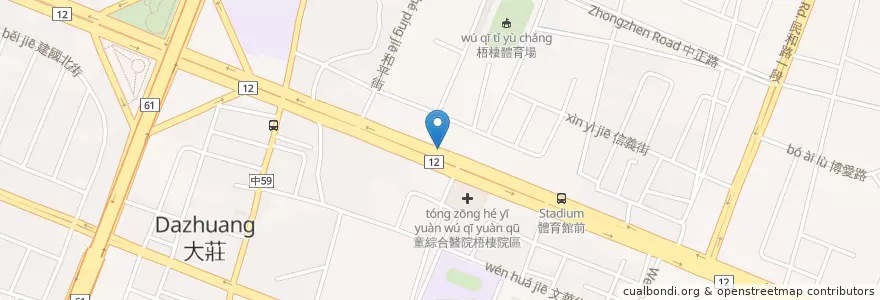 Mapa de ubicacion de 紫林素食館 en 타이완, 타이중 시, 우치 구.