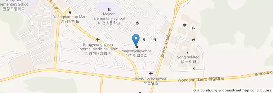 Mapa de ubicacion de 마전제일교회 en 대한민국, 인천, 서구.