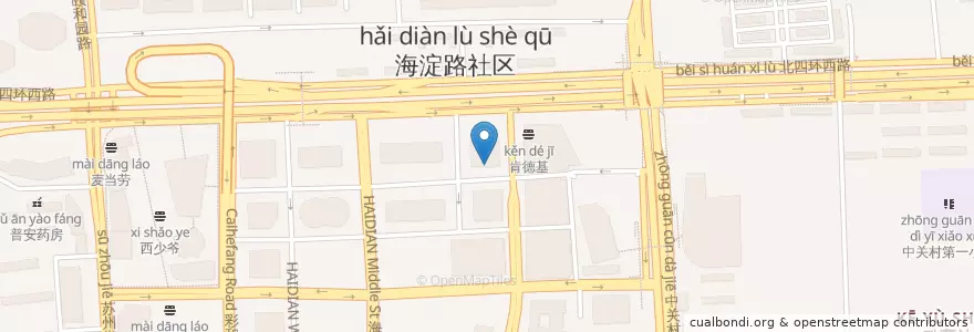 Mapa de ubicacion de 四爷牛拉（中关村店） en Китай, Пекин, Хэбэй, 海淀区.