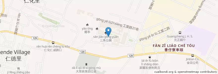 Mapa de ubicacion de 觀光與創意學院 en Taiwan, Taichung, Dali.