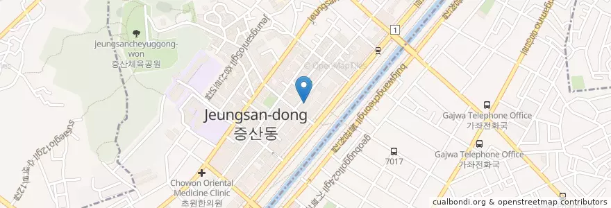 Mapa de ubicacion de 구립증산정보도서관 en 대한민국, 서울, 은평구, 증산동.
