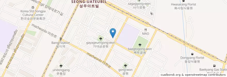 Mapa de ubicacion de 춘항골 남원추어탕 en Südkorea, Seoul, 송파구, 오금동.