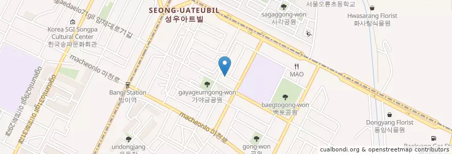 Mapa de ubicacion de 새소망교회 en 대한민국, 서울, 송파구, 오금동.