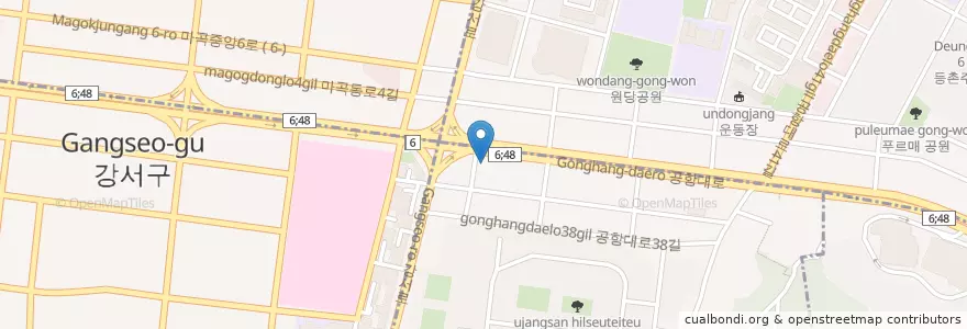 Mapa de ubicacion de 할리스커피 en Güney Kore, Seul, 강서구, 우장산동.