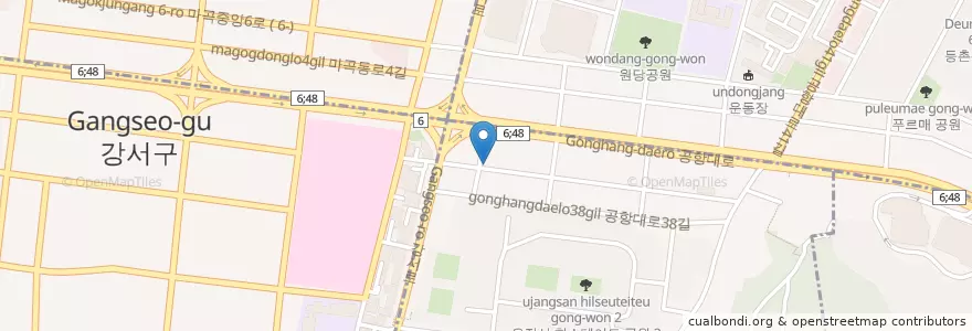 Mapa de ubicacion de 카페드아야 en Südkorea, Seoul, 강서구, 우장산동.