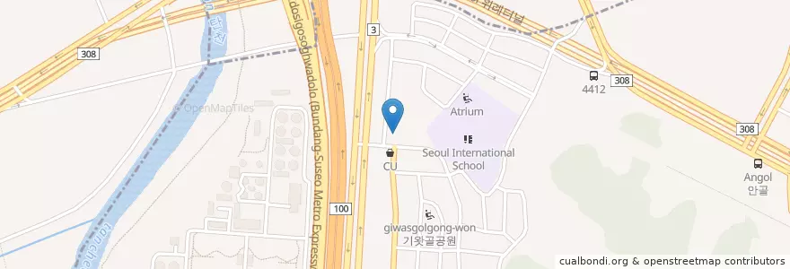 Mapa de ubicacion de 복정동주민센터 en 대한민국, 경기도, 수정구.