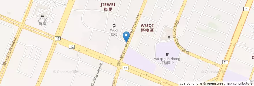 Mapa de ubicacion de 美美鴨頭 en Taïwan, Taichung, 梧棲區.