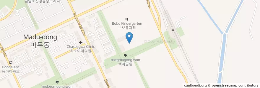 Mapa de ubicacion de 백마초등학교 en Südkorea, Gyeonggi-Do, 고양시, 일산동구.