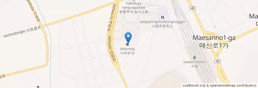 Mapa de ubicacion de 꾸스꾸스 en South Korea, Gyeonggi-Do, Suwon-Si, 권선구.