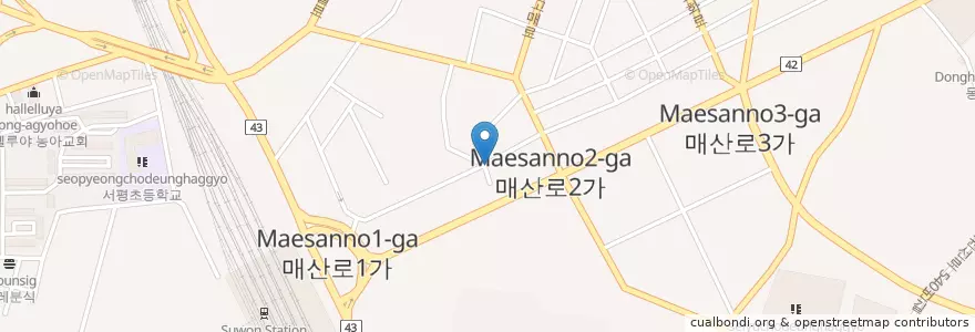 Mapa de ubicacion de 한신포차 en Zuid-Korea, Gyeonggi-Do, 수원시.