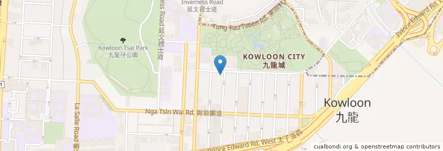 Mapa de ubicacion de 金豪茶餐廳 en 中国, 広東省, 香港, 九龍, 新界, 九龍城區 Kowloon City District.