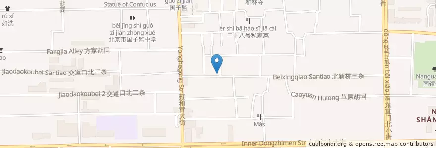Mapa de ubicacion de Beijing Hot Pot en China, Beijing, Hebei, Dongcheng District.