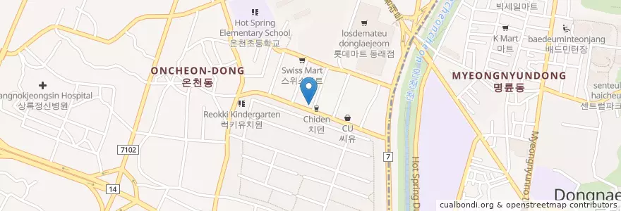 Mapa de ubicacion de 개성옥 en 대한민국, 부산, 동래구, 온천동.