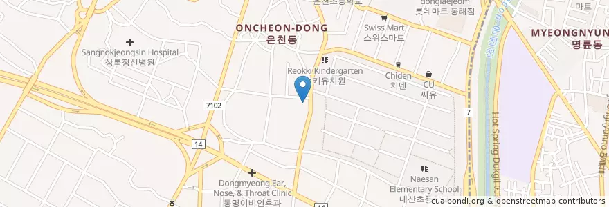 Mapa de ubicacion de 하나은행 en Corea Del Sur, Busan, 동래구, 온천동.
