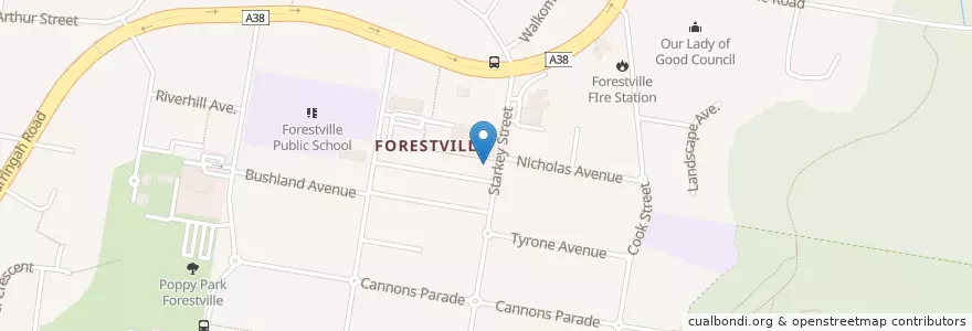 Mapa de ubicacion de Forestville Chinese Restaurant en 오스트레일리아, New South Wales, 시드니, Northern Beaches Council.