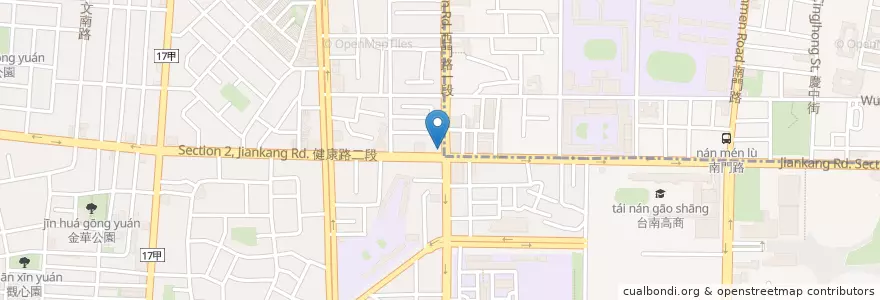 Mapa de ubicacion de 健康西門路站 en 타이완, 타이난 시, 난구.
