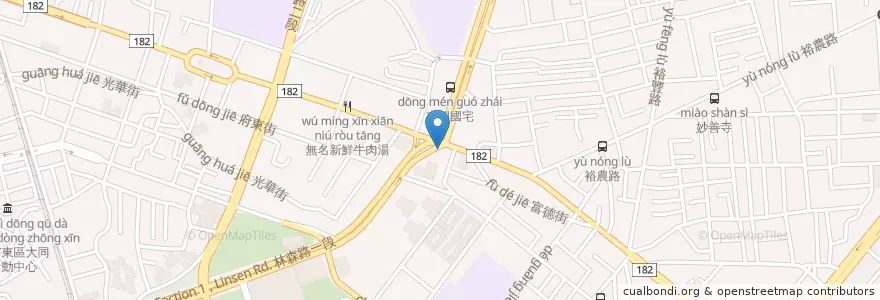 Mapa de ubicacion de 衛生局站 en تايوان, تاينان, 東區.