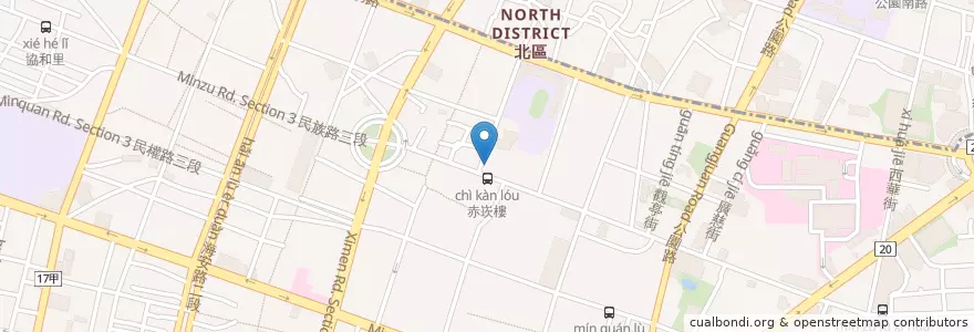 Mapa de ubicacion de 赤嵌樓站 en Taiwan, Tainan, 中西區.