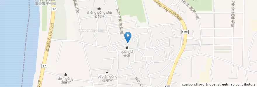 Mapa de ubicacion de 八方雲集灣裡店 en 타이완, 타이난 시, 난구.