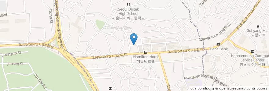 Mapa de ubicacion de Craft Han's en Corea Del Sud, Seul, 용산구, 이태원1동.