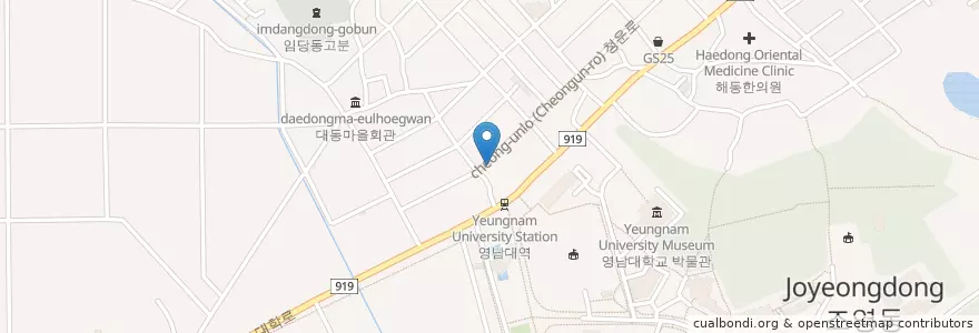 Mapa de ubicacion de 스타벅스영남대점 en کره جنوبی, جئونسانگبوک-دو, 경산시, 북부동.