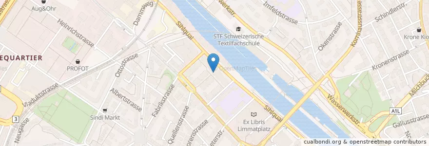 Mapa de ubicacion de Bistro Limmat en Switzerland, Zürich, Bezirk Zürich, Zürich.
