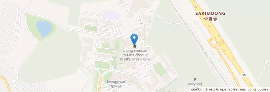 Mapa de ubicacion de 창원대 무인우체국 en 대한민국, 경상남도, 창원시, 의창구.