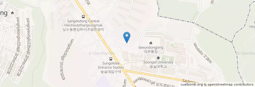 Mapa de ubicacion de 상도중앙교회 교육관 en كوريا الجنوبية, سول, 동작구, 상도1동.
