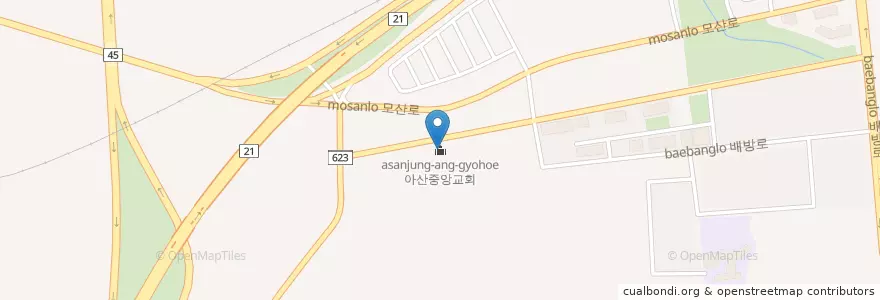 Mapa de ubicacion de 아산중앙교회 en Coreia Do Sul, Chungcheong Do Sul, 아산시.