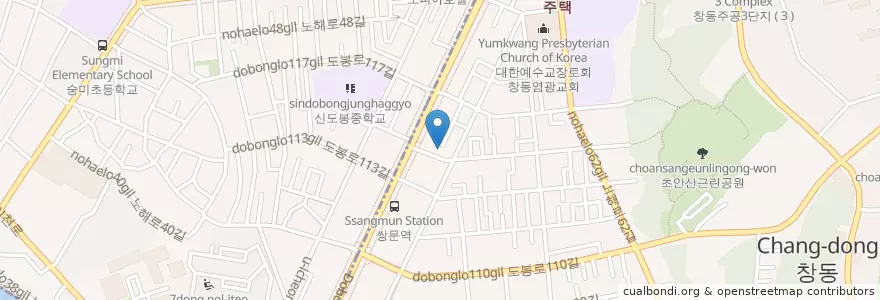 Mapa de ubicacion de 창동성당 en Coreia Do Sul, Seul, 도봉구.