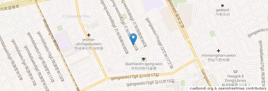 Mapa de ubicacion de 의류수거함 en Güney Kore, Seul, 강서구, 화곡1동.