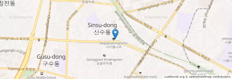 Mapa de ubicacion de 사각정 en Coreia Do Sul, Seul, 마포구.