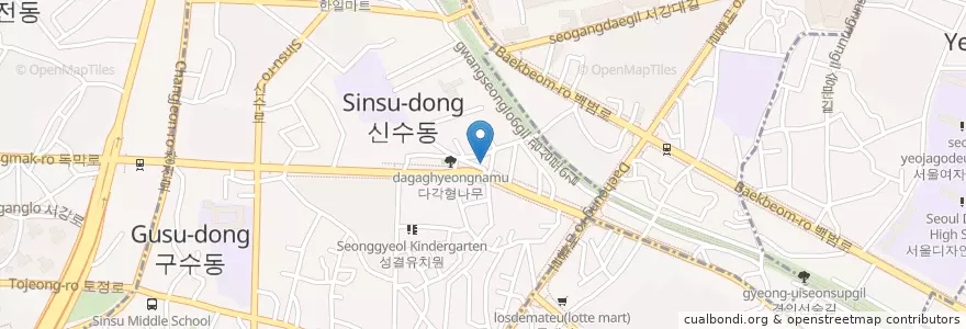 Mapa de ubicacion de 도토리 en Zuid-Korea, Seoel, 마포구.