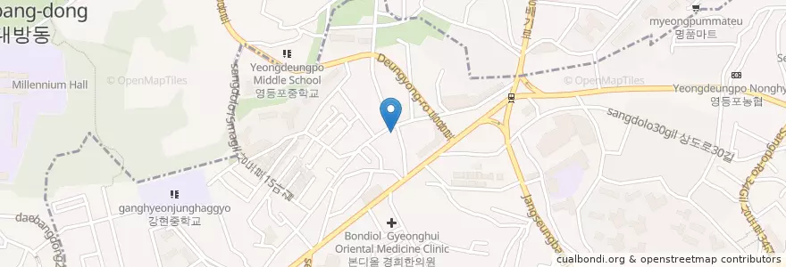 Mapa de ubicacion de 양모리교회 en 大韓民国, ソウル, 銅雀区, 상도2동.