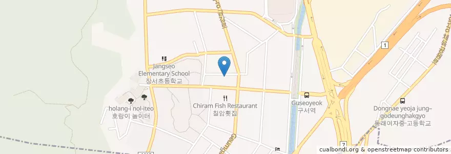 Mapa de ubicacion de 구서동 교회 en 韩国/南韓, 釜山, 金井區, 구서동.
