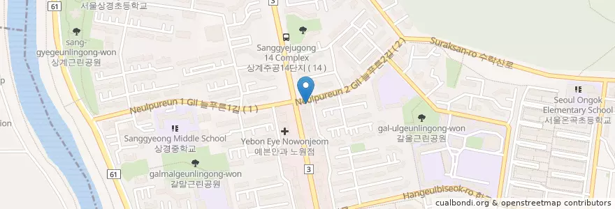 Mapa de ubicacion de 예사랑교회 en 대한민국, 서울, 노원구.