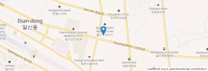 Mapa de ubicacion de 버거킹 en Corée Du Sud, Gyeonggi, 고양시, 일산동구.
