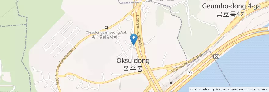 Mapa de ubicacion de 죽채통닭 옥수역점 en Corée Du Sud, Séoul, 성동구, 옥수동.