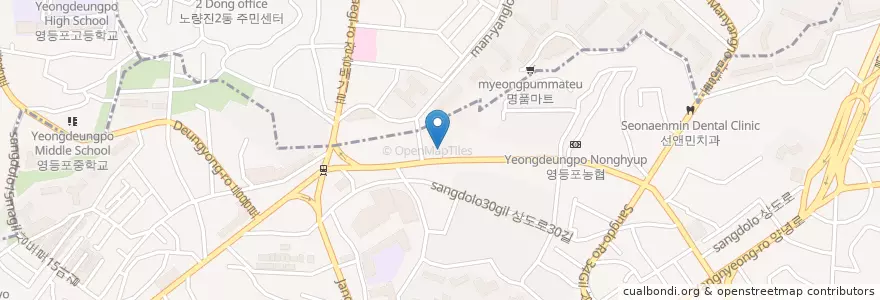 Mapa de ubicacion de 복고다방 en 韩国/南韓, 首尔, 銅雀區, 상도2동.