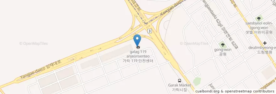 Mapa de ubicacion de 可楽119安全センター en 大韓民国, ソウル, 松坡区, 가락1동.